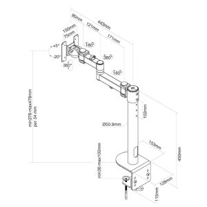 Стойка Neomounts Flat Screen Desk Mount (clamp), high capacity