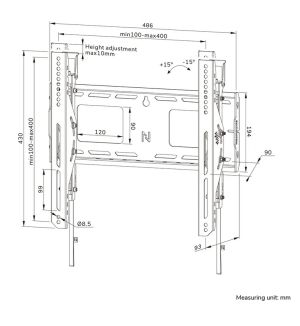 Стойка Neomounts Level-750 Wall Mount (XL, 125 kg, tiltable, tilt guard, connectable, VESA 400x400)