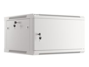 Комуникационен шкаф Lanberg rack cabinet 19" wall-mount 6U/600x600 for self-assembly with metal door grey (flat pack)