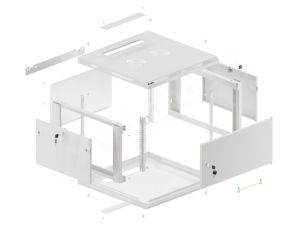 Комуникационен шкаф Lanberg rack cabinet 19" wall-mount 6U/600x600 for self-assembly with metal door grey (flat pack)