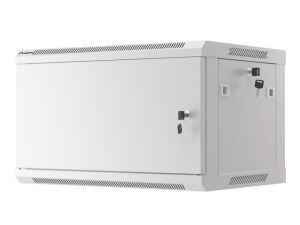 Комуникационен шкаф Lanberg rack cabinet 19" wall-mount 6U/600x450 for self-assembly with metal door grey (flat pack)