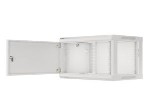 Комуникационен шкаф Lanberg rack cabinet 19" wall-mount 6U/600x450 for self-assembly with metal door grey (flat pack)
