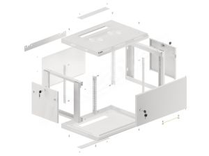 Комуникационен шкаф Lanberg rack cabinet 19" wall-mount 6U/600x450 for self-assembly with metal door grey (flat pack)