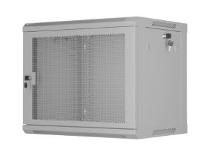 Комуникационен шкаф Lanberg rack cabinet 19" wall-mount 9U/600x450 with perforated door grey (flat pack)