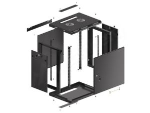 Комуникационен шкаф Lanberg rack cabinet 19" wall-mount 12U/600x450 for self-assembly with metal door black (flat pack)