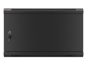 Комуникационен шкаф Lanberg rack cabinet 19" wall-mount 6U/600x600 for self-assembly with metal door black (flat pack)
