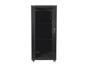 Комуникационен шкаф Lanberg rack cabinet 19" free-standing 27U / 600x800 self-assembly flat pack, black