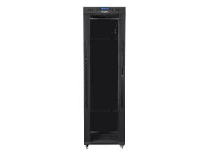 Комуникационен шкаф Lanberg rack cabinet 19" free-standing 42U/600x1000 (flat pack) with glass door lcd black v2