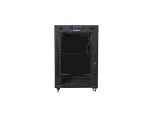 Комуникационен шкаф Lanberg rack cabinet 19" free-standing 15U/600x600 (flat pack) with glass door lcd black v2