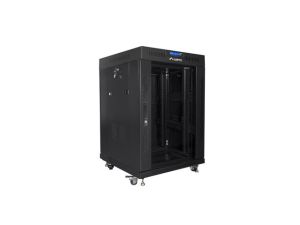 Комуникационен шкаф Lanberg rack cabinet 19" free-standing 15U/600x600 (flat pack) with glass door lcd black v2
