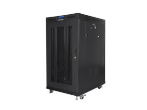 Комуникационен шкаф Lanberg rack cabinet 19" free-standing 22U/800x1000 (flat pack) with mesh door lcd black v2