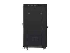 Комуникационен шкаф Lanberg rack cabinet 19" free-standing 27U / 600x800 self-assembly flat pack with mesh door LCD, black