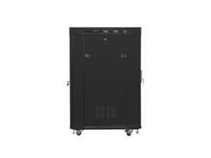Комуникационен шкаф Lanberg rack cabinet 19" free-standing 22U/800x800 (flat pack) with glass door lcd black v2