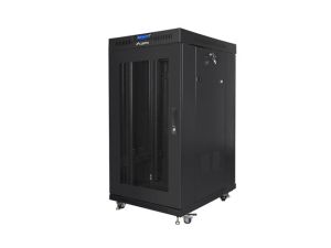 Комуникационен шкаф Lanberg rack cabinet 19" free-standing 22U/800x800 (flat pack) with glass door lcd black v2