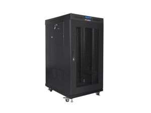 Комуникационен шкаф Lanberg rack cabinet 19" free-standing 22U/800x800 (flat pack) with glass door lcd black v2