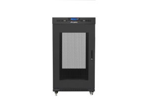 Комуникационен шкаф Lanberg rack cabinet 19" free-standing 22U/800x800 (flat pack) with glass door lcd black v2
