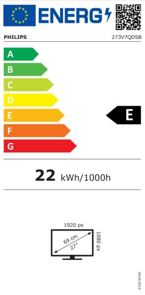 Монитор Philips 273V7QDSB, 27" IPS WLED, 1920x1080@75Hz, 4ms GtG, 250cd m/2, 1000:1, DCR 10M:1, FlickerFree, Low Blue Mode, Tilt, D-SUB, DVI, HDMI