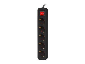 Разклонител Lanberg power strip 3m, 5 sockets, Schuko with circuit breaker quality-grade copper cable, black