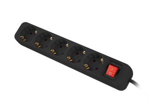 Разклонител Lanberg power strip 3m, 5 sockets, Schuko with circuit breaker quality-grade copper cable, black