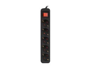 Разклонител Lanberg power strip 3m, 5 sockets, Schuko with circuit breaker quality-grade copper cable, black