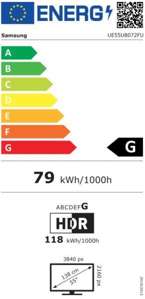 Телевизор Samsung LED 55U8072, 138 cm, Smart, 4K Ultra HD, 50Hz Model 2025