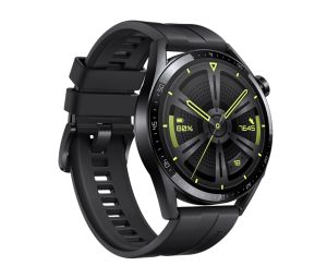 Часовник Huawei Watch GT 3 46mm, Active Jupiter-B19S, 1.43", Amoled, 466x466, PPI 326, 4GB, Bluetooth 5.2 supports BLE/BR/EDR, 5ATM, NFC, GPS, Battery 455 maAh, Black Fluoroelastomer Strap