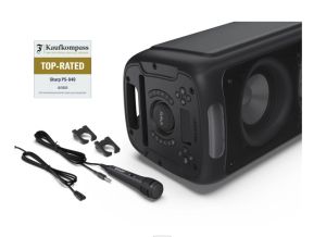 Тонколони Sharp Speakers PS-949, XPARTY STREET BEAT  2 x 8" woofers + horn tweeter, max power output 132 W, 12 h play time by built in battery, True wireless Stereo, USB Music playback and charging, DJ FX, BT 5.0, 2 x Mic/Guitar inputs, Splashproof (IPX4)