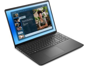 Лаптоп Dell 16 DC16250, Intel Core 7 150U (10 cores, up to 5.4 GHz), 16.0" FHD+(1920x1200) Touch 300nits, 16GB, 2x8GB, DDR5, 5200 MT/s, 1TB M.2 PCIe, Intel Graphics, Cam, FPR, Wi-Fi 6, Backlit Kb, Ubuntu, Carbon Black, 3Y PS