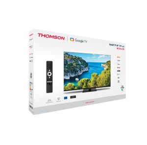 Телевизор Thomson Smart UHD TV 43"; Google TV; 3840 x 2160 (4K UHD), 4000:1, DLED, 60 Hz, DVB-T/T2/C/S/S2, HDR10, Wi-Fi, Bluetooth, LAN, HDMI 2 (2.0) + 2 (2.1), USB 2 (2.0) + 1 (3.0),Central Swivel Stand, Black