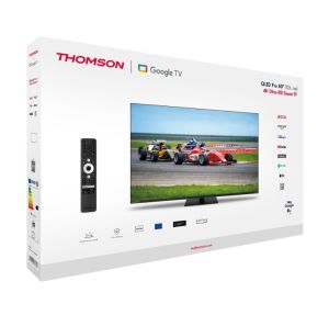 Телевизор Thomson Smart QLED Pro TV 50"; Google TV; 3840 x 2160 (4K UHD), DLED, 144 Hz, DVB-T/T2/C/S/S2, HDR10, Wi-Fi, Bluetooth, LAN, HDMI 4 (2.1), USB 2 (2.0) + 1 (3.0), Central Swivel Stand, Black
