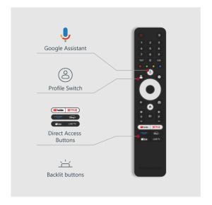 Телевизор Thomson Smart QLED Pro TV 55"; Google TV; 3840 x 2160 (4K UHD), DLED, 144 Hz, DVB-T/T2/C/S/S2, HDR10, Wi-Fi, Bluetooth, LAN, HDMI 4 (2.1), USB 2 (2.0) + 1 (3.0), Central Swivel Stand, Black