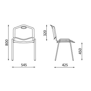 Стол ISO Plastic Chrome Посетителски, Пластмаса, Червен