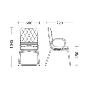 Стол Allegro Steel CF LB Посетителски, Естествена кожа, Черен
