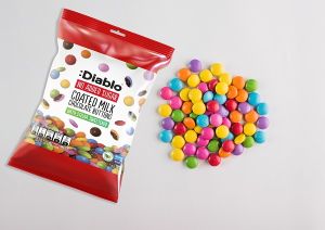 Шоколадови дражета Diablo, с млечен шоколад без добавена захар, 40 g