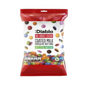 Шоколадови дражета Diablo, с млечен шоколад без добавена захар, 40 g