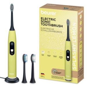 Електрическа четка за зъби Beurer SC 50 splashy lemon Electric Sonic Toothbrush, up to 80,000 mov/min, 5 cleaning programs: Clean, Sensitive, Polish, Gum Care, Whiten, Pressure sensor , 2-min. timer, Incl. 2 toothbrush heads and magnetic charging plate, 2