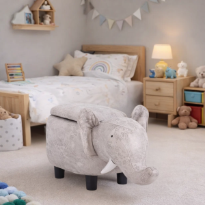Детска табуретка с ракла - сив слон