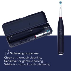 Електрическа четка за зъби Beurer TB 50 Electric toothbrush; Integr. pressure sensor; 3 cleaning programs; 45 days Battery life; 2-min timer; Oscillating, pulsating, brushing technology; Incl. charger, USB cable with adapter, storage box & CBH; black
