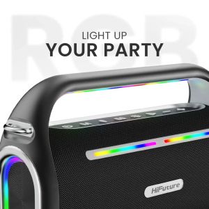Тонколони HiFuture MusicBox100 Black, 20W Output, Karaoke Enable, Two Wireless Microphone, 4000mAh Battery (Support Power Bank), RGB Lighting, Pair to Play (TWS Mode), Bluetooth 5.3