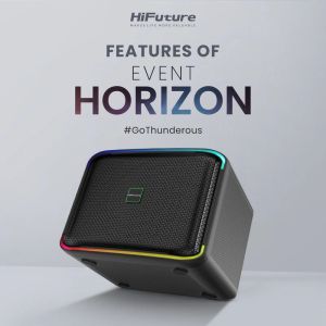 Тонколони HiFuture Event Horizon Black, 3-Way Speaker System, 100W Output, Built-in DynaBoost Bass Technology, Built-in DC12V Non-Stop Playing Power Socket, Enable Karaoke Dancing Light, Up to 8 Hours Playtime, Bluetooth 5.3, Pair to Play (TWS Mode)