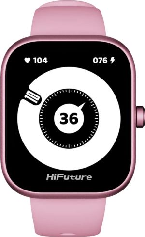 Часовник HiFuture Lume Pro Pink, 1.85 " AMOLED, Always on Display, Powered by Dual Core, Aerospace-Grade Ultra Light Aluminum Frame, Bluetooth Call, 3D User Interface, 1ATM Waterproof, 24/7 True Heart Rate & Blood Oxygen Sensor, 100+Sports Mode, Up to 7 d