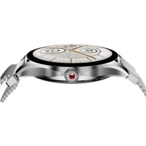 Часовник HiFuture Aura2 Silver, 1.32 "AMOLED, Powered by Dual Core, Metallic Frame, Bluetooth Call, 3D User Interface, 1ATM Waterproof, 24/7 True Heart Rate & Blood Oxygen Sensor, 100+ Sports Mode, Up to 7 days daily use, Extra Silicone Strap inbox