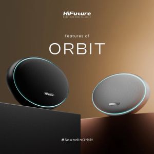 Тонколони HiFuture ORBIT Black, 80W Output (Max.power), Built-in Powerful DSP with DynaBoost Technology, Pair to Stereo Sound System (TWS Mode), Wireless 5.4, Orbit Lighting, Aluminum Elegance, Up to 8 Hours Playtime, Support Extension Media Player, Conne
