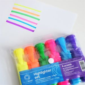 Текст маркер Bluering Скосен връх 1-5 mm, 6 цвята