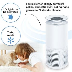 Пречиствател на въздух Beurer LR 400 WIFI / BT Air purifier white- App-controlled  "beurer FreshHome" app; CADR  approx. 266 m3/h; Smart Sensor PM 2.5 2g / m2; three-layered filter system; 4 levels + Turbo; Timer; Colored indoor air quality indicator; 69m