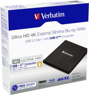 Оптично устройство Verbatim Ultra HD 4K Blu-ray Writer USB-C