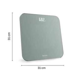 Везна Tefal PP1903V0 Classic 3 Euclyptus Metal, glass platform (31x31cm, 5mm), 180Kg / 100g, display (75x25), back light display, 3 x AAA battery included