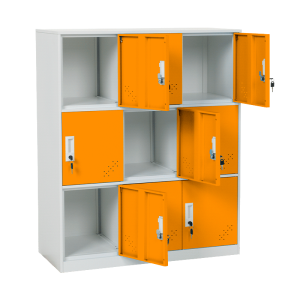 Метален шкаф Carmen CR-1298 J - бял / оранжев