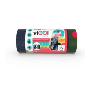 Торби за смет viGO! с ластик,  35 L, 64х71 cm, 10 бр., Черен