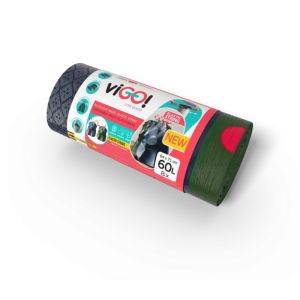 Торби за смет viGO! с ластик,  60 L, 54х62 cm, 8 бр., Черен